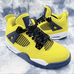 适配nike air jordan 4 "tour yellow"黑黄电母泼墨渐变aj4鞋带
