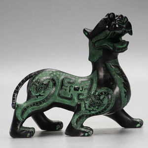 周鼎仿古青铜器盘龙貔貅摆件一对锌合金古玩招财开运镇宅工艺礼品