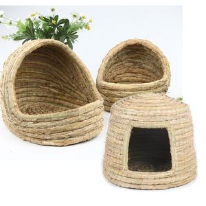 城堡荷兰猪兔子躲避屋宠物用品小房子芦苇家用小窝保暖刺猬纯手工