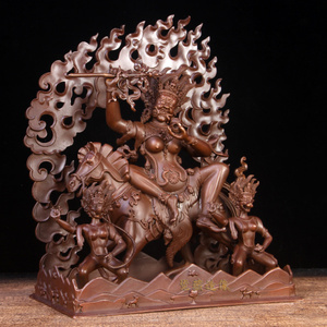 觉藏 纯铜吉祥天母佛像摆件 密宗护法天母家居寺庙供奉工艺品摆设