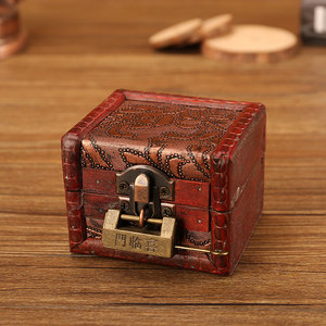 首饰宝藏盒子欧式复古小木盒收纳盒密室钥匙海盗寻宝盒道具带锁