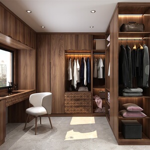 胡桃木衣橱实木北美黑全屋定制北欧衣柜卧室轻奢原木高端全衣帽间