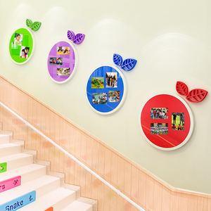 幼儿园楼梯墙面装饰走廊开学环境布置墙贴环创材料主题照片墙成品