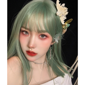 假发女抹茶绿