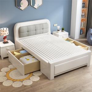 ikea/宜家实木单人床1.2米小户型一米白色简约1.35/1.5m儿童北欧