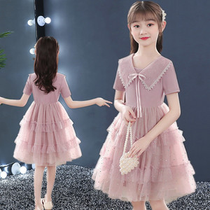 Next Road女童连衣裙2024新款儿童夏季韩版高级设计感时尚公主裙