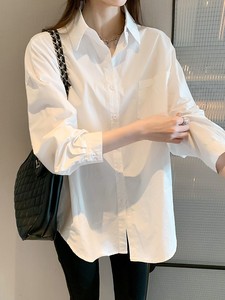 白衬衫女2023秋季新款韩版通勤设计感小众上衣轻熟风内搭长袖衬衣