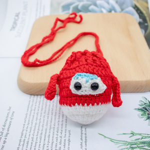 幼儿园护蛋神器毛线挂脖v钩针毛线编织卡通挂脖蛋兜蛋袋套蛋套成