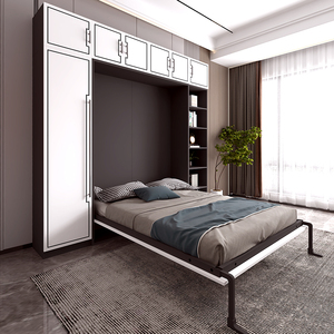 隐形床衣柜一体壁床多功能书房小户型墨菲床阳台折叠床竖翻隐藏床