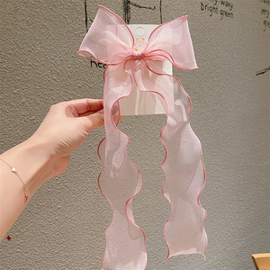 儿童蝴蝶结发夹女网红女童女孩头饰丝带绑发编发带长飘带发饰发卡