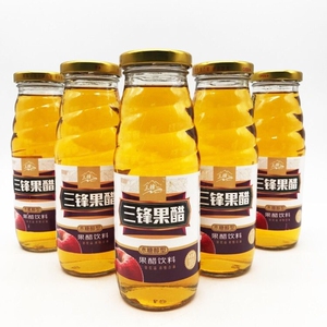 三峰果醋玻璃瓶苹果醋果味饮料饮品水果味果汁木糖醇型包邮320ml