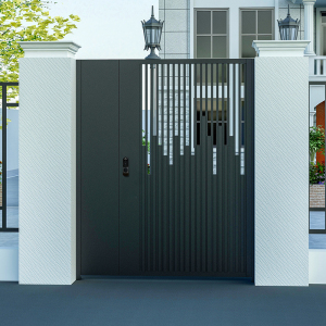 现代铁艺庭院门铝艺定制百叶门别墅户外花园门栅栏围墙门双开大门