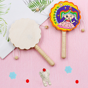 幼儿园儿童手工白坯拨浪鼓 diy创意材料美术绘画益智涂鸦木质模具