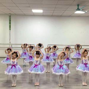 六一儿童演出服幼儿园女童蓬蓬裙表演服紫色舞台舞蹈服可爱公主裙