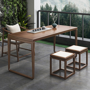 阳台茶桌椅组合家用喝茶实木茶桌书桌一体两用小型新中式禅意茶台