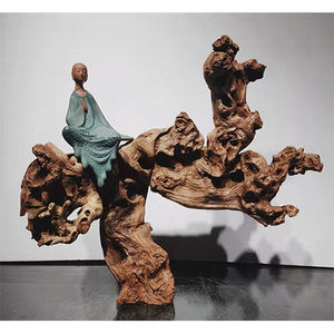 非崖柏金丝红木羊蹄甲天然原风化枯木树根雕艺中国风禅意木雕摆件