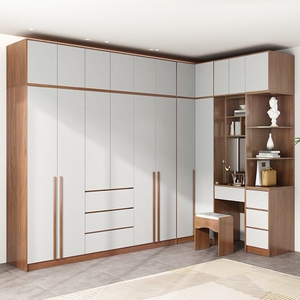 转角衣柜90度卧室家用带梳妆台l形直角拐角衣柜小户型衣橱包安装