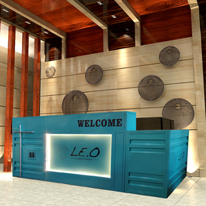 集装箱复古收银台吧台桌铁艺酒吧吧台创意转角前台接待柜台工业风