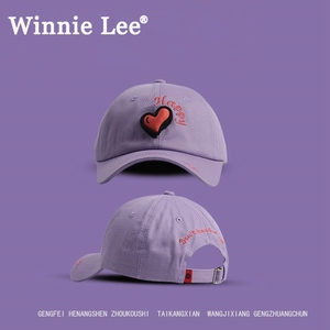 Winnie Lee帽子少女浅紫色软顶棒球帽显脸小鸭舌帽春夏字母遮阳帽