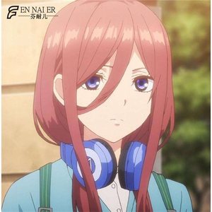 二次元 五等分的花嫁/新娘 中野三玖 长刘海cos动漫假发 耳机现货