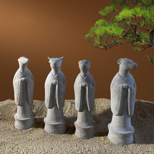 唐十二生肖俑兽首人身12生肖属相守护神微景观鱼缸造景装饰水泥摆