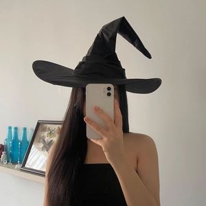 万圣节lolita女巫帽复古女巫婆帽子黑色魔法师帽COS巫师帽魔女帽