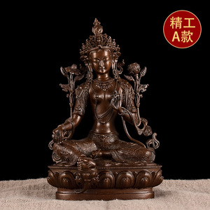 纯铜精工雕花绿度母铜佛像西藏密宗用品仿古观音度母居家供奉摆件