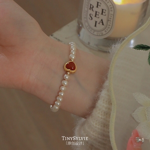 『以爱之名』淡水珍珠南红手链新中式戒指女新年送闺蜜