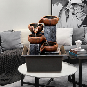 小型流水摆件开业礼品小盆景办公桌面风水球创意风水轮自动循环水