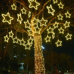 led发光五角星造型灯户外防水街道亮化挂树彩灯节日装饰吊顶挂灯