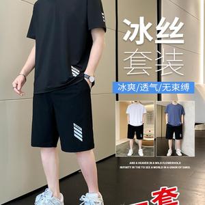 匹克适配冰丝男士t恤夏季2024新款短袖短裤篮球服速干跑步休闲运