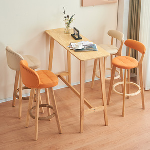 现代简约小吧台桌椅组合家用客厅高脚长条桌隔断靠墙酒吧台咖啡桌