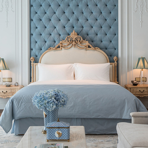 轻奢法式实木床欧式手工雕花双人床1.8米软包布艺婚床公主卧定制