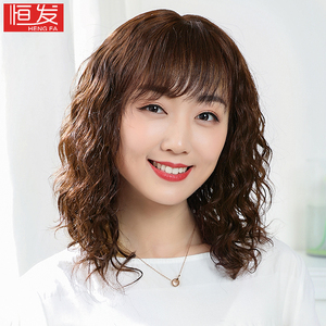 假发女长发中长卷发羊毛卷全头套中老年妈妈真发全真人发丝发套