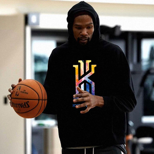 球星杜兰特同款连帽卫衣男凯里欧文印花篮球训练外套秋冬加绒上衣