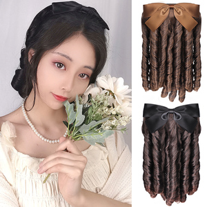 民国马尾假发女卷发罗马宫廷卷长发复古装古风蝴蝶结自然旗袍发型
