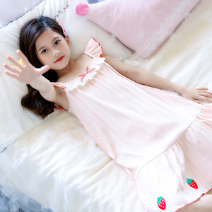 十岁女孩睡裙吊带纯棉公主风夏季薄款中大童女童背心裙睡衣家居服