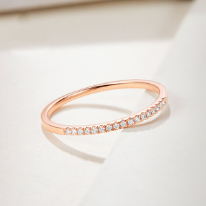 18k金排钻石戒指玫瑰金彩金食指10分30分碎钻排戒女叠戴尾戒指环