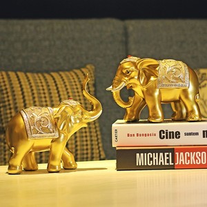 泰国招财大象摆件一对工艺品客厅装饰品酒柜电视柜玄关开业礼品