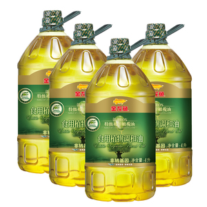 金龙鱼调和油 添加10%特级初榨橄榄食用调和油4l*4桶桶装整箱团购