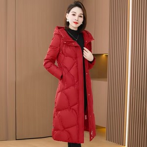 衣鸭鸭羽绒服女品牌2023冬季新款爆款修身显瘦中长款红色白鸭绒外