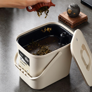 塑料带盖茶渣茶叶过滤桶功夫茶茶水分离垃圾桶家用茶具茶盘排水桶