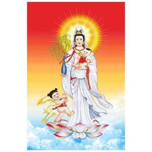 南海白衣画像送子观音大士净瓶施观世音菩萨白衣卷轴挂画图 白衣