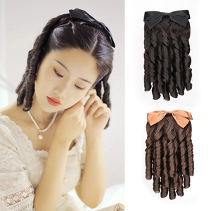 马尾假发女民国风复古绑带宫廷卷发仿真蝴蝶结公主油条罗马卷假发