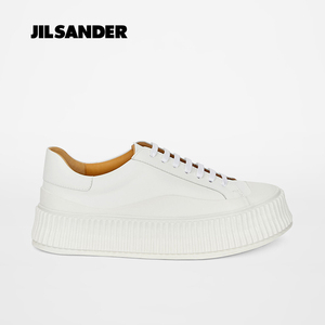 jil sander/吉尔桑德饼干鞋女 内增高厚底松糕鞋 真皮板鞋小白鞋