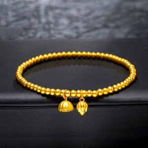 zlf/周六福 3d古法黄金传承足金999莲蓬手链小金珠转运珠手绳手串