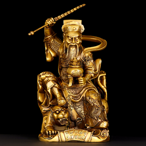 骑虎赵公明摆件家居店铺供奉铜武财神赵元帅大号聚宝盆主财赵公明