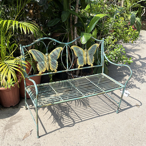户外铁艺花架双人椅子长凳做旧复古欧式花盆装饰庭院花园置物架