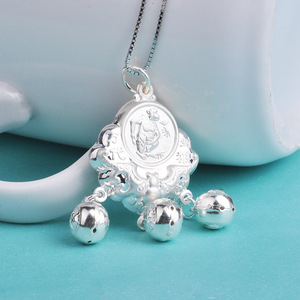 高档9足银纯银十二生肖本鸡牛鼠c猴命年红锁项链儿童宝宝绳银奢华