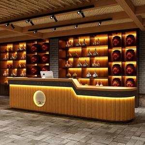 复古中式前台茶楼收银台餐饮店吧台火锅店咖啡馆店饭店柜台接待台